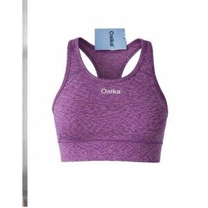 Oalka Racerback Sports Bra M Purple Heather Medium Support Workout Running Women